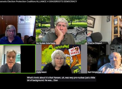 Shows some of the featured guests with host in zoom