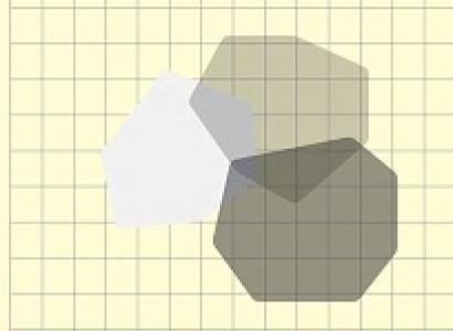 A light squared grid in the foreground and two oddly shaped geometric blocks behind it