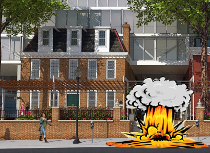 Apartment building blowing up