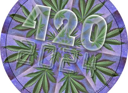Marijuana leaves and 420 2024