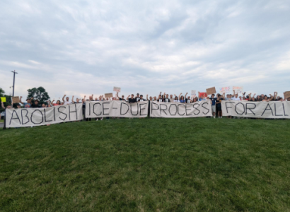 Banner saying Abolish ICE 