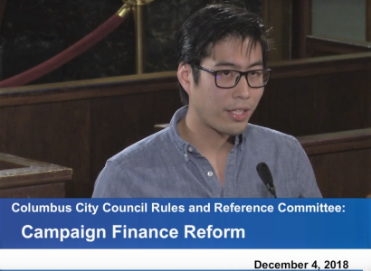 Andrew Lin of Socialist Alternative speaks to Columbus City Council on December 4.