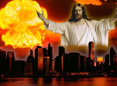 Jesus and a fire in the sky