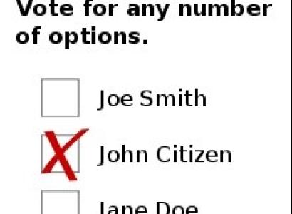 Ballot with x's for some candidates