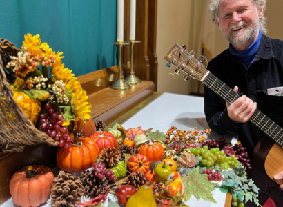 Bill Cohen and a Thanksgiving display