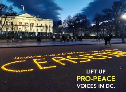 Ceasefire written on the ground