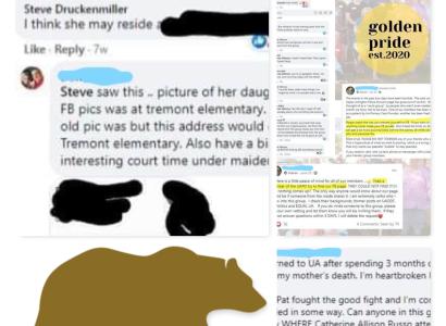 Collage of FB messages and golden bear logo