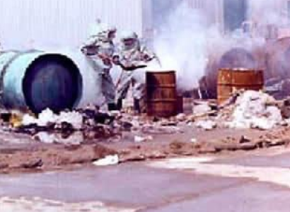 Smoky area around barrels