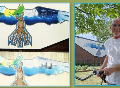 Wings of Desire mural and Joe Motil