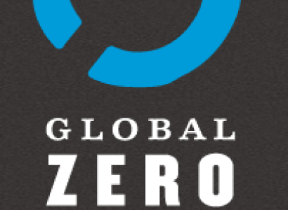 Logo with blue circle and words Global Zero