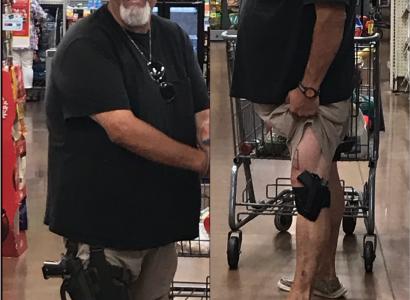 Man with gun strapped to leg