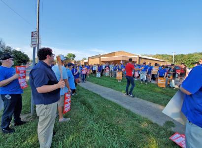 People picketing outside