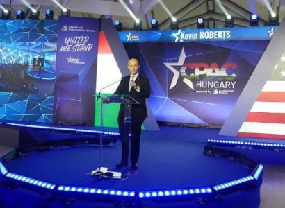 Kevin Roberts addressing CPAC Hungary 2023. Bálna Convention Center, Central Europe.