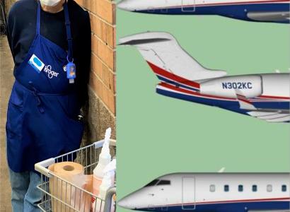 Kroger cart and employee and jets