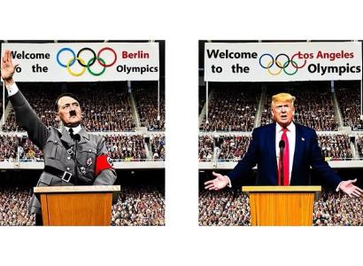 Hitler/Trump at Olympic podiums