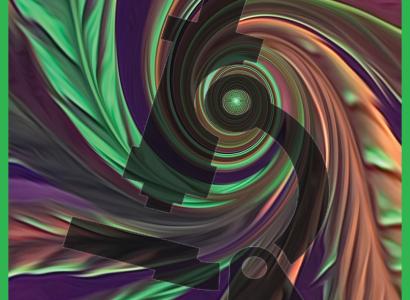 Microscope image on swirly colorful background