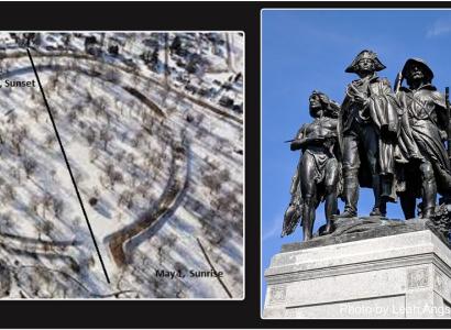 Map of mound and statue