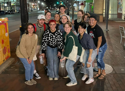 Workers posing on signing day