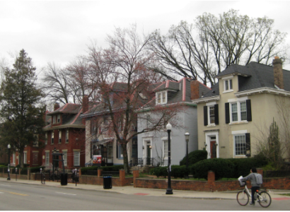 Houses lining a street