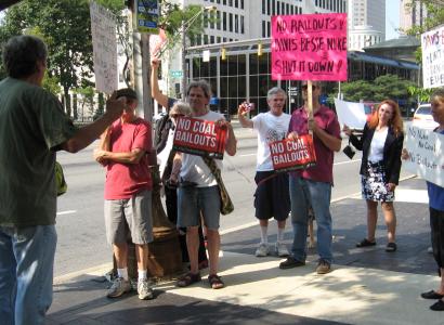 People holding signs