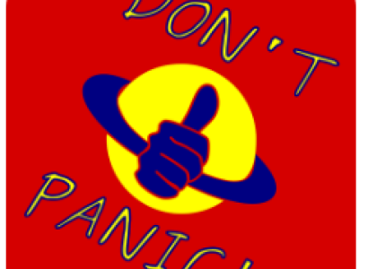 Sign saying Don't Panic