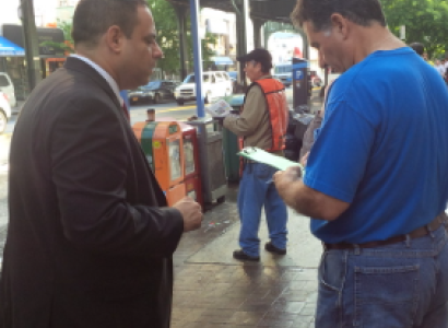 Man signing petition