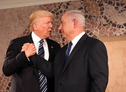 Trump hugging Netanyahu