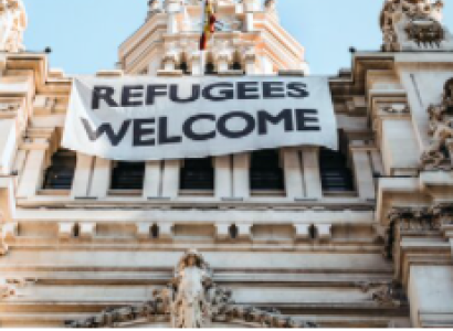 Refugees welcome sign