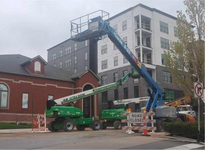 Pastor Robey and the church with construction going on around it