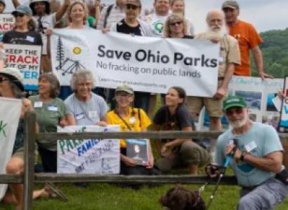 People protesting outside