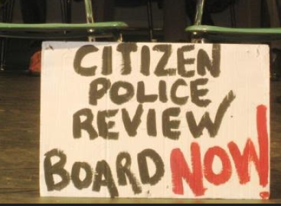 Sign saying Citizen Police Review Board Now