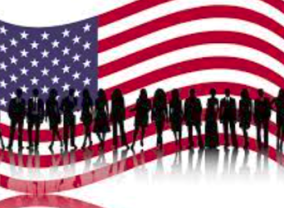 Flag and people