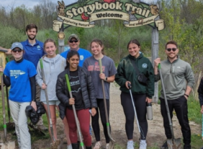 Volunteers posing outside