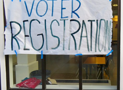 Voter registration sign
