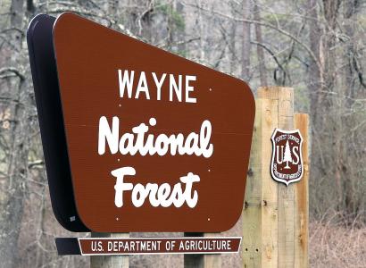 Welcome sign at Wayne National Forest