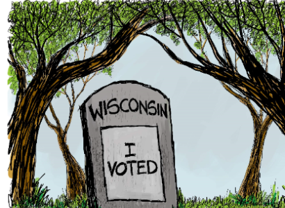Grave that says Wisconsin I Voted