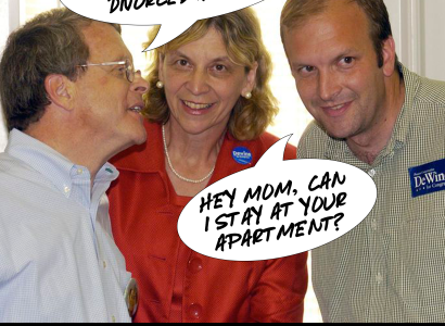 Cartoonish image of cheating husband