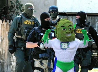 Buddy mascot with DEA agents