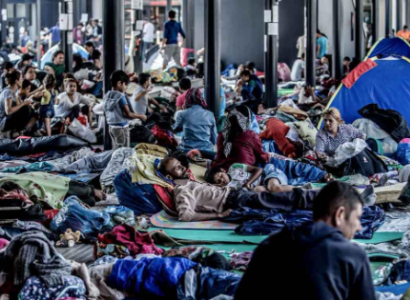 Immigrants camping out