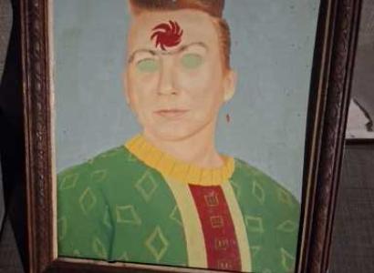 Painting of a man with a red spot on his forehead