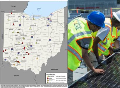 Map of Ohio solar farms and solar workers