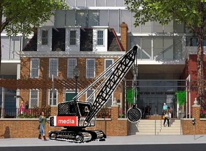 Apartments buildings hit by wrecking ball labeled media