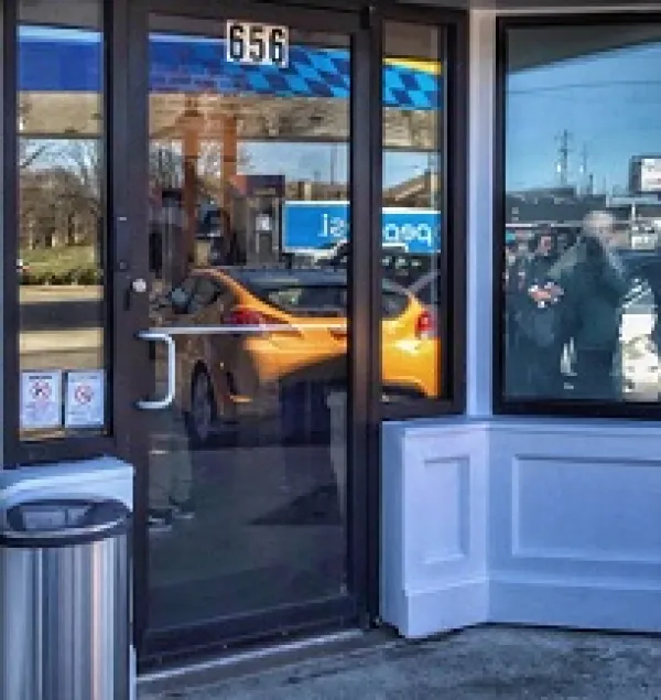 Storefront with number 656 above door