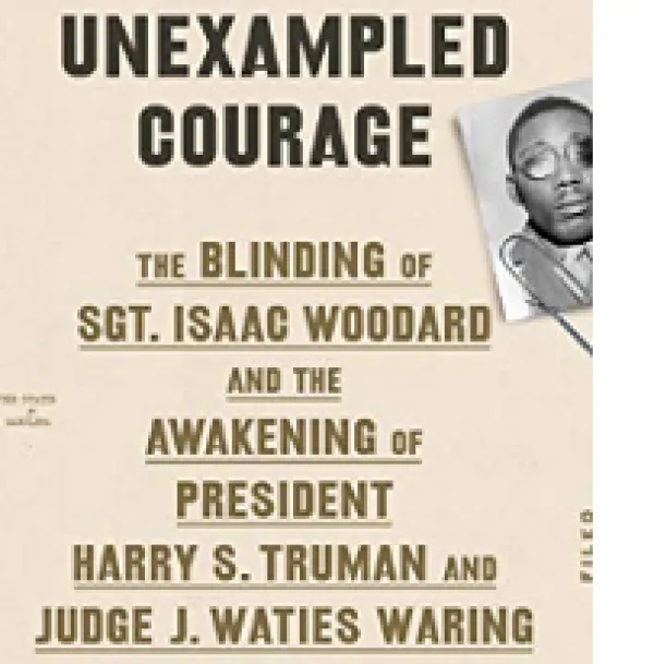 Book cover with words Unexampled courage and a black man's face