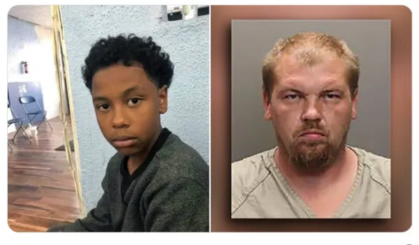 Young black child and white man