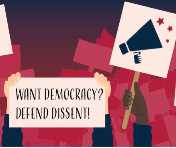 Want Democracy? Defend Dissent sign