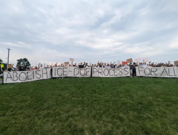 Banner saying Abolish ICE 