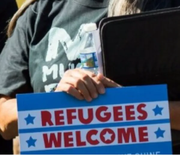 Refugees welcome sign