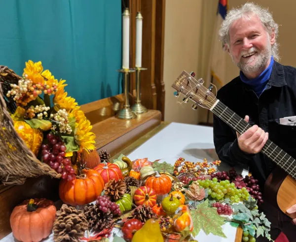 Bill Cohen and a Thanksgiving display