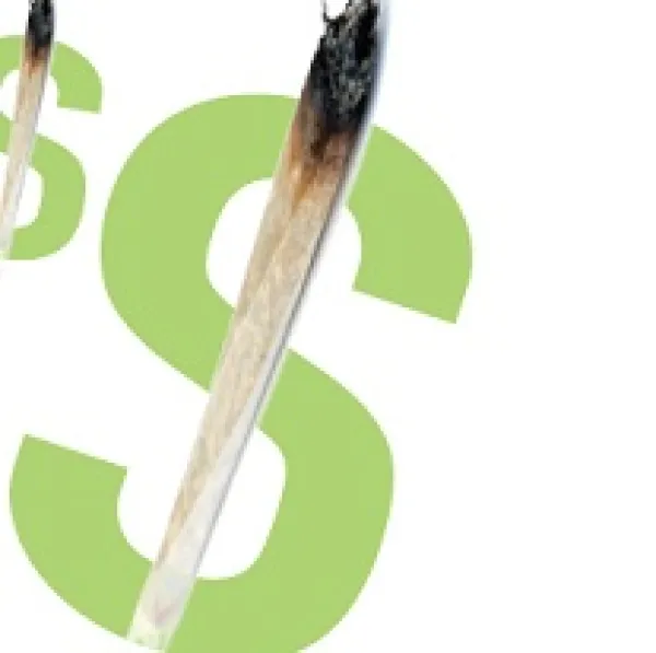 Green dollar sign with joint being he vertical sign through the S